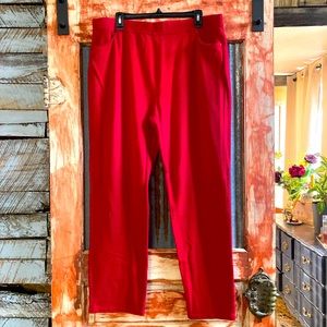 Red stretch pants